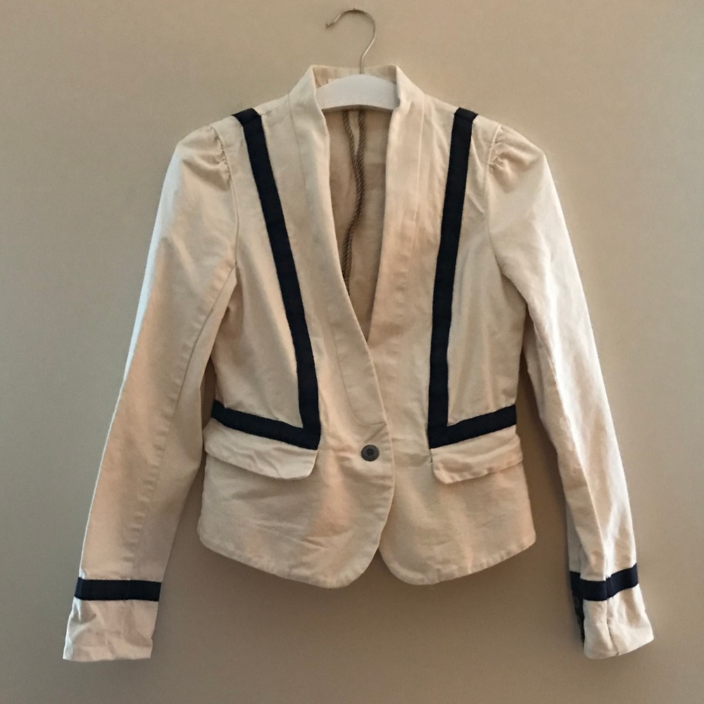 LOFT Canvas Blazer with Ribbon Detail